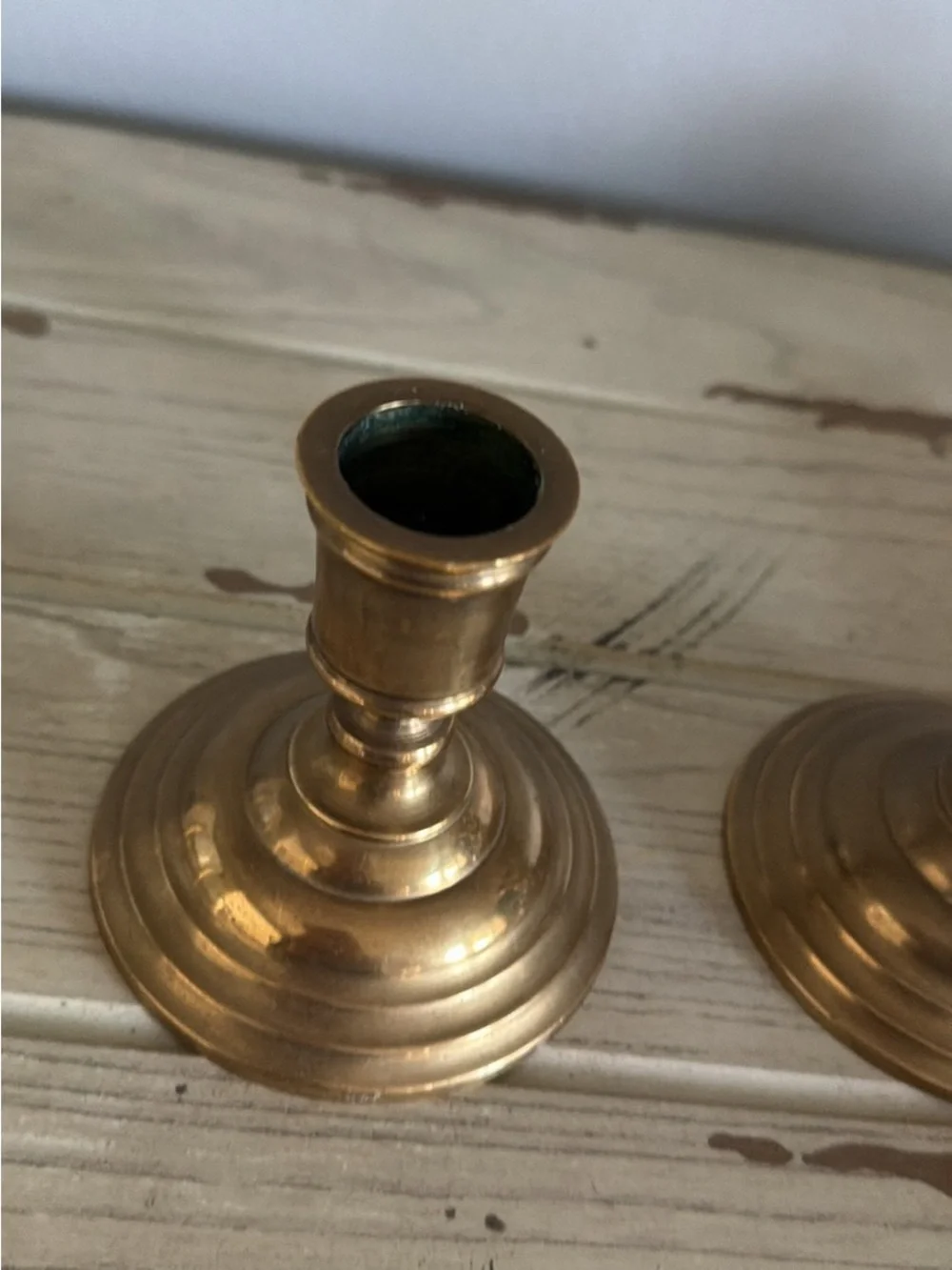 Sunflower Decorative Taper Candles w/Vintage Brass holders- Set of 2